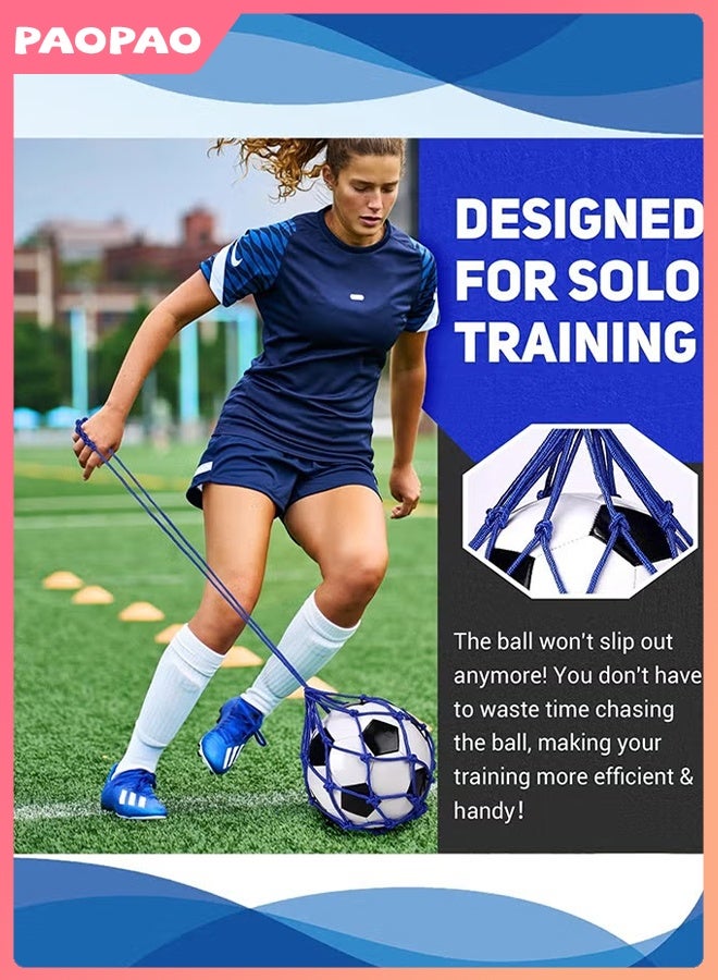 Pao pao 2PCS Football Kick Trainer, Soccer Return Trainer Net Fits Ball Size 3, 4, 5, Hands-Free Football Kick Throw Solo Practice Training Aid, Adjustable Waist Belt Soccer Ball Trainer Net - Image 4